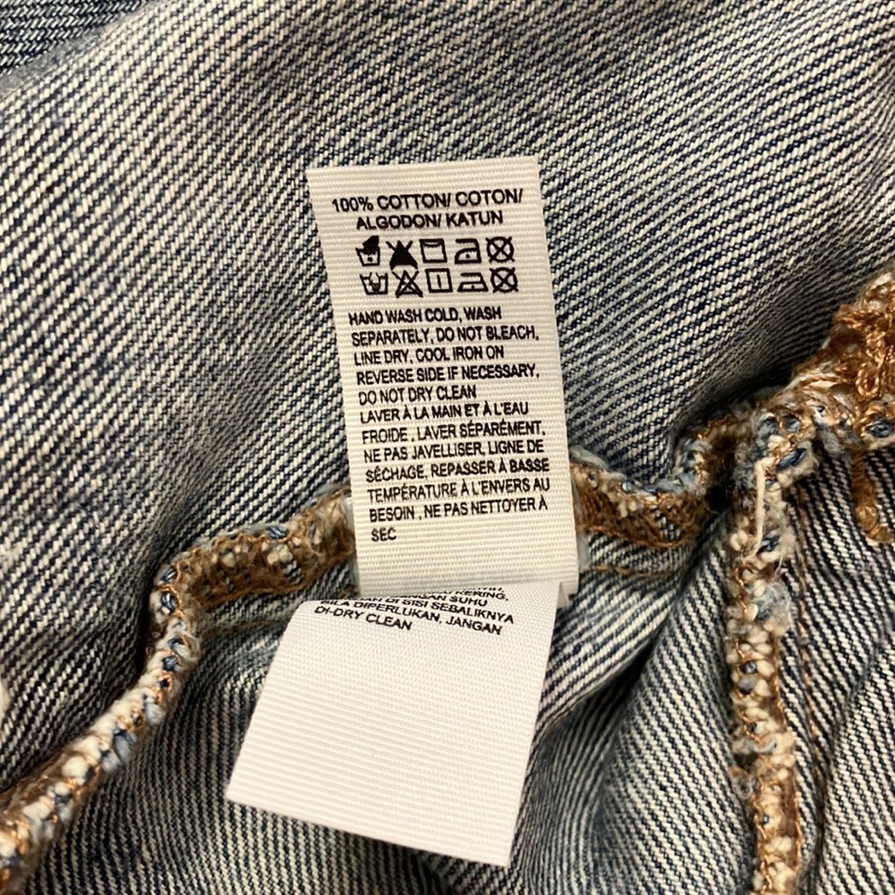 Lucky Brand Women's Pieced Waisted Denim Trucker Jacket Dark/light Denim sz M - Picture 8 of 9